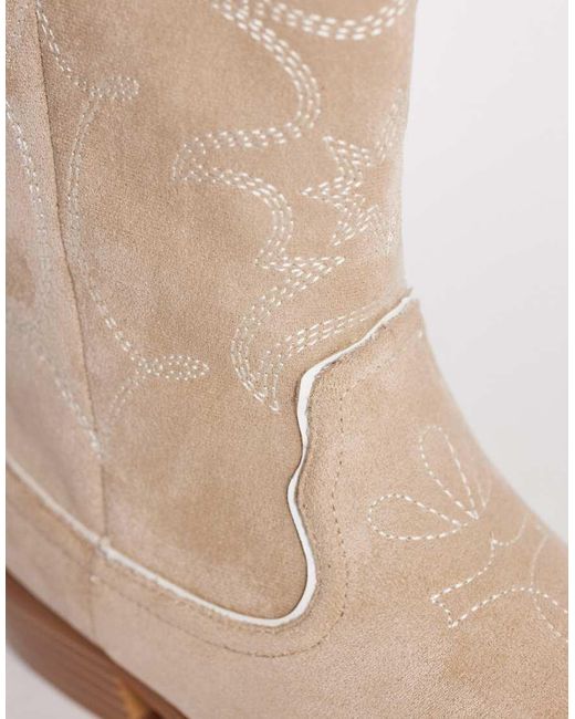 Glamorous Natural Low Ankle Cowboy Boots