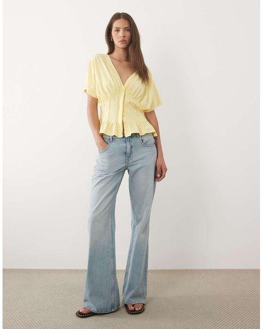 ASOS Blue Gathered Bust Top With Corset Waist