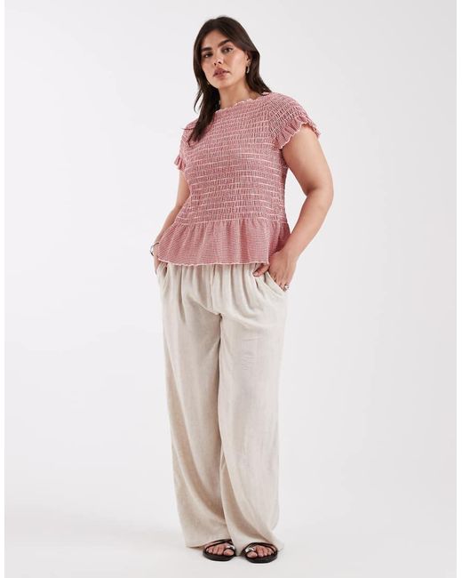 ONLY Pink Ruched Detail Boatneck Top