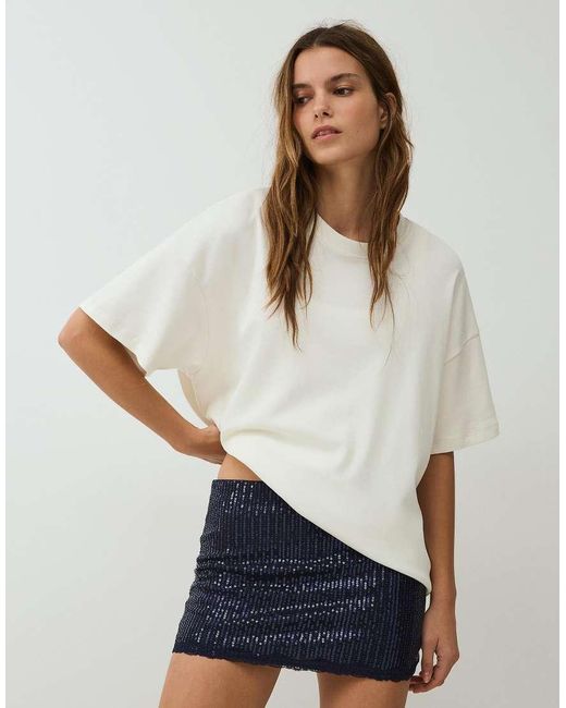 Bershka Gray Lace Sequin Mini Skirt