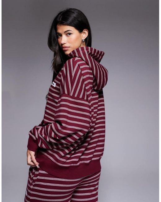 Kaiia Oversized Hoodie Van Katoenmix Met Logopatch En Strepen in het Red