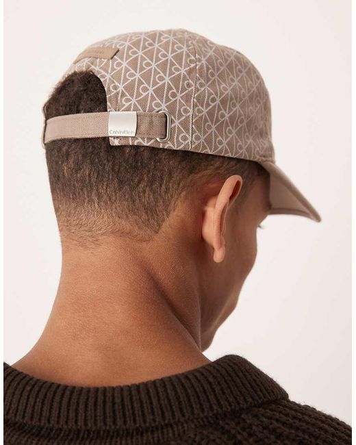 Calvin Klein White All Over Emblem Print Cap for men