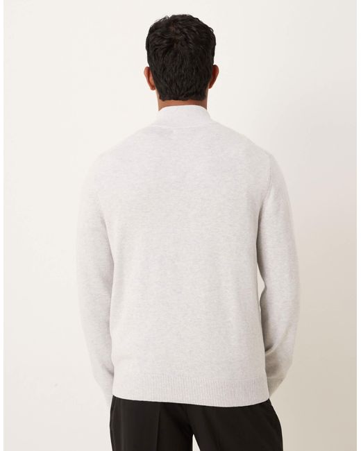 Pull à col zippé et manches longues avec logo sur le devant Abercrombie & Fitch pour homme en coloris White