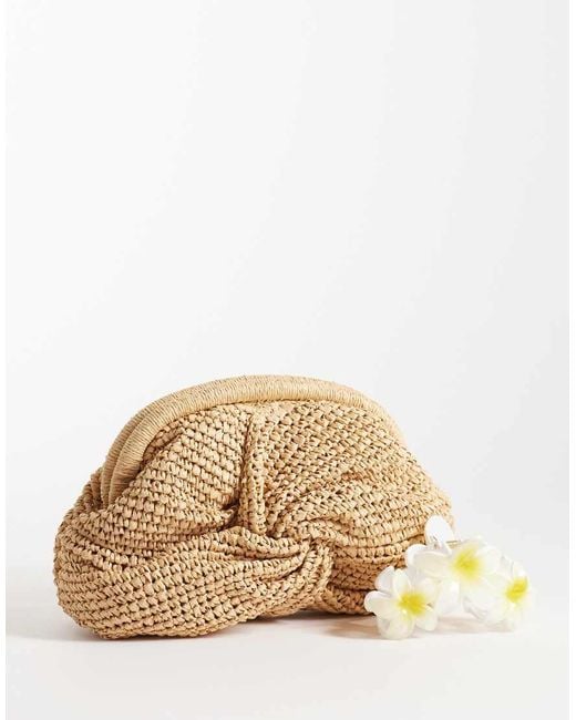 Mango Natural Twist Detail Woven Clutch Bag
