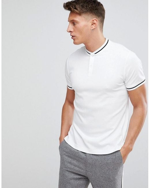 Calvin Klein White Collarless Polo for men