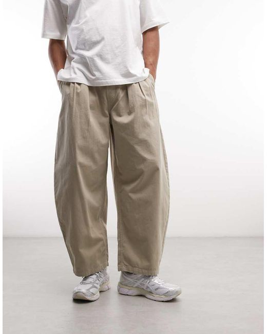 Weekday Natural Pull On Barrel Leg Trousers for men