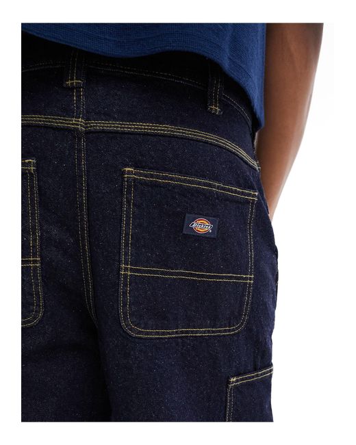 Madison - pantaloncini di jeans lavaggio risciacquato scuro di Dickies in Blue da Uomo