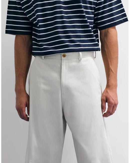 ASOS White Smart 100% Cotton Barrel Leg Trousers for men
