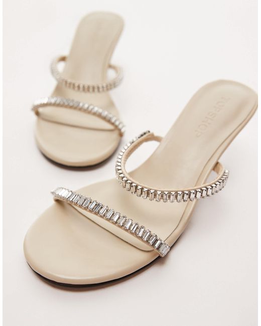 TOPSHOP Brown Issa Embellished Mid Heel