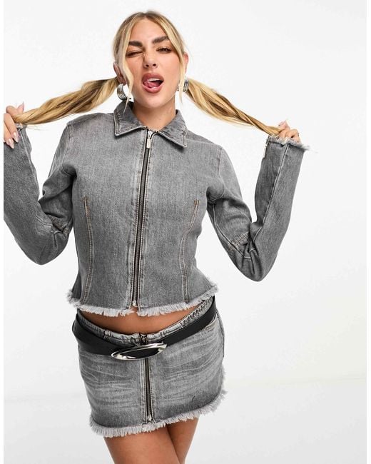 Denim zip mini skirt hotsell