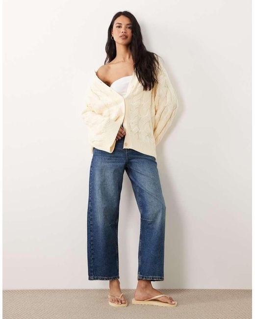 Gina Tricot Blue Rich Cotton Knit Cable Cardigan