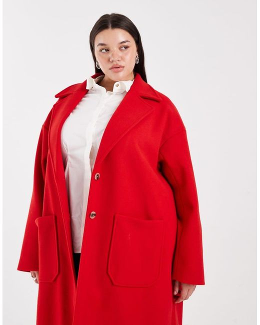 Pieces Plus Red Pieces Curve Longline Tailo Dad Coat