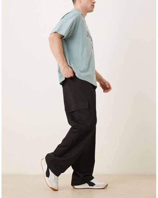 Pantalon cargo élégant large à taille élastique ASOS pour homme en coloris Blue