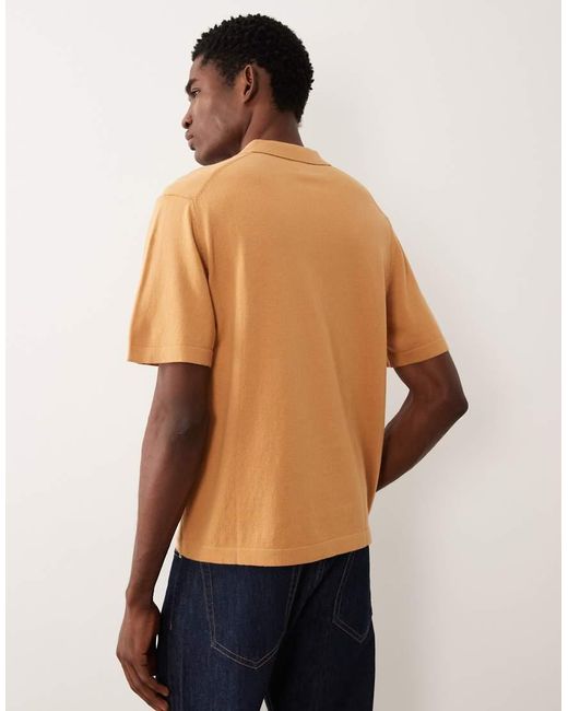ASOS Blue Essential Relaxed Fine-Knit Notch Polo for men