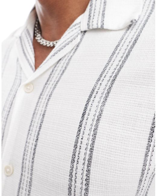 Jack & Jones White Oversized Textured Shirt for men
