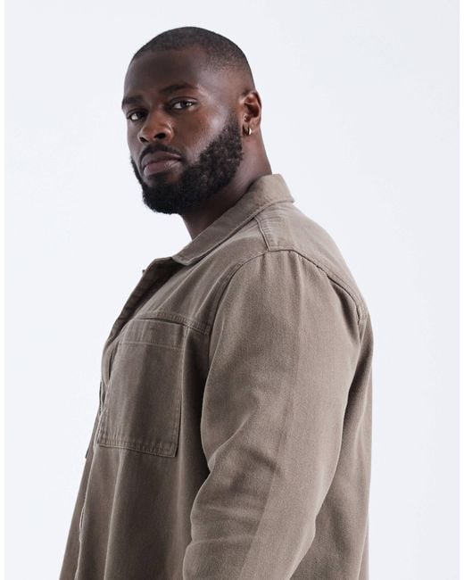 ASOS Gray Cotton Overshirt for men