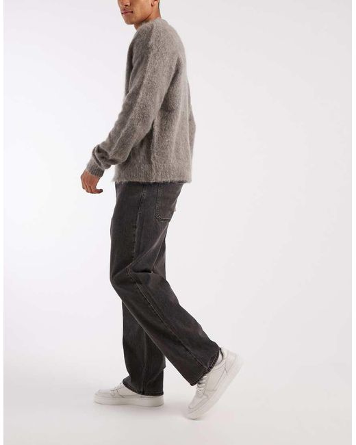 Hollister Gray Embroidered Pocket baggy Jeans for men