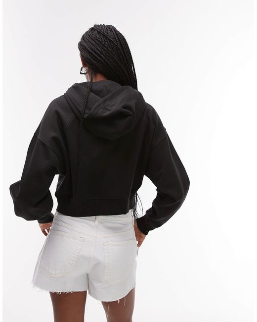 Tommy Hilfiger Black Boxy Zip Through Hoodie