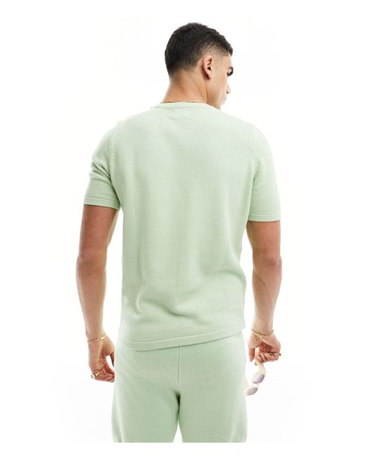 ASOS Green Co-ord Midweight Knitted Cotton T-shirt for men