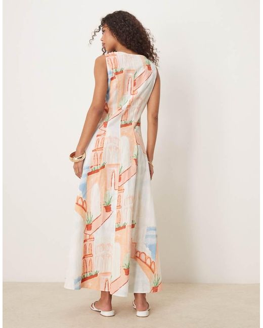 ASOS Natural Slash Neck Button Down Waistcoat Maxi Sundress