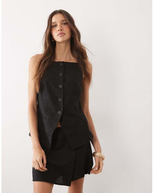 New Look Natural Linen Blend Wrap Skort