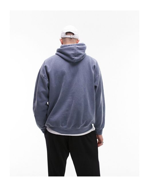 TOPMAN Vintage Wash Oversized Hoodie in Blue for Men Lyst UK