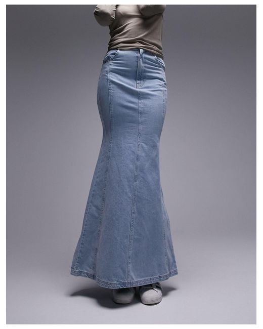 TOPSHOP Blue Highwaist Denim Fishtail Skirt