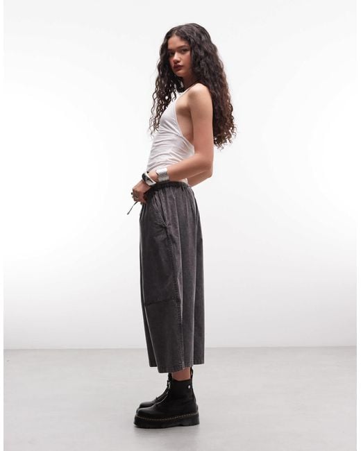 Weekday White Oversized Drawstring Cropped Trousers