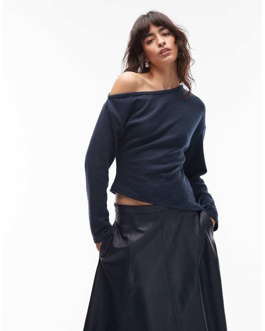 Top De Manga Larga Con Cintura Estilo Corsé Y Hombro Caído De Tejido Muy Suave De ASOS de color Blue