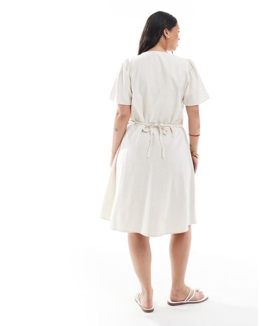 ONLY White Tie Detail Mini Dress With Linen