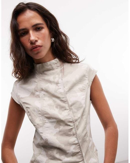 Weekday White High Neck Ripstop Top