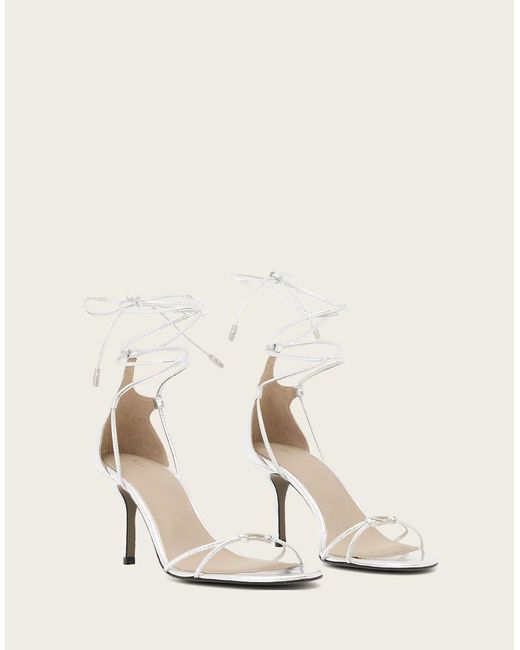 AllSaints Natural Ali Wrap Around Carabiner Detail Leather Leather Stilleto Heels