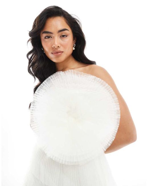 True Decadence White Tulle Corsage Tiered Maxi Dress
