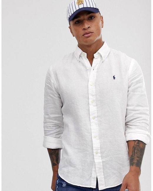 Polo Ralph Lauren – es Leinenhemd mit Polospieler-Logo und Tasche in Weiß  für Herren | Lyst DE