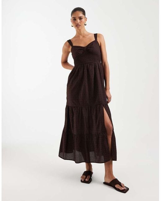 Hollister Black Striped V Neck Strappy Maxi Dress With Slit