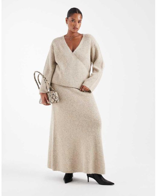 4th & Reckless Natural Wool Feel Soft Knit Wrap Tie Detail Cardigan