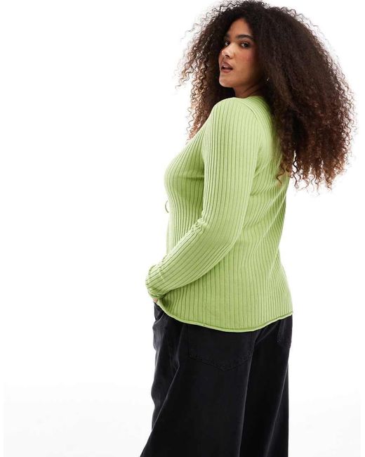 ONLY Green Tie Front Ribbed Cardigan