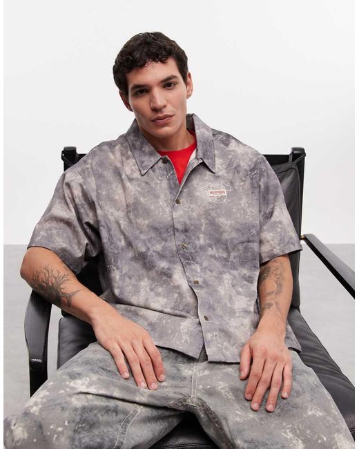 True Religion Gray Boxy Shirt Co-ord for men