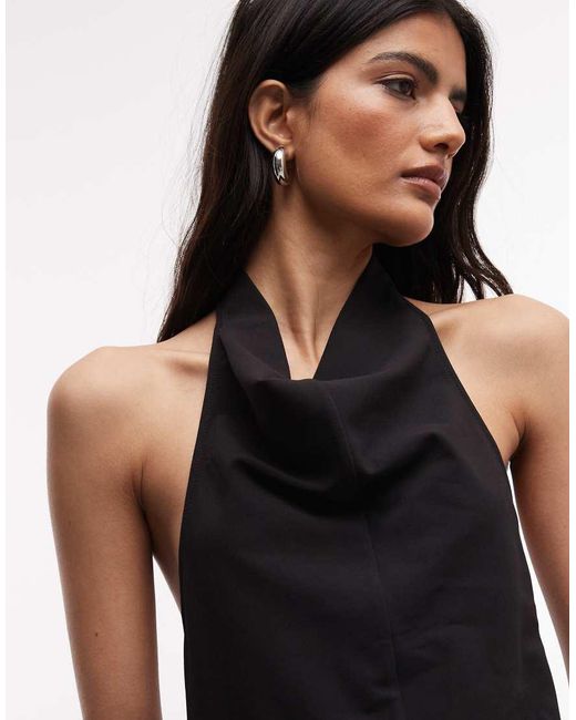 Weekday Black Drape Backless Top With Metal Clasp