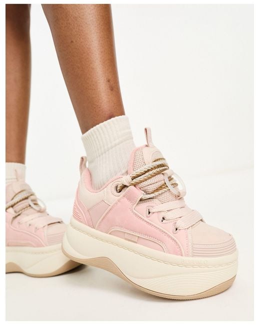 Buffalo Pink Vegan Platform Skater Trainers