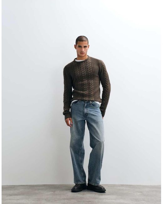 Blend White Cable Knit Jumper for men