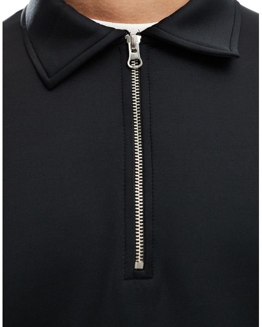 Sudadera negra estilo polo ASOS de hombre de color Black