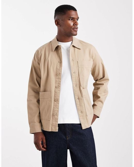 Only & Sons Natural Overshirt With Wide Pockets for men