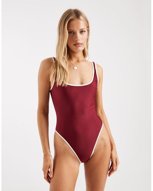 Brave Soul Red Scoop Back Swimsuit