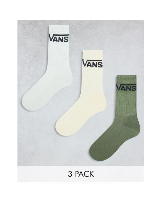 Vans White Classic Crew 3 Pack Socks