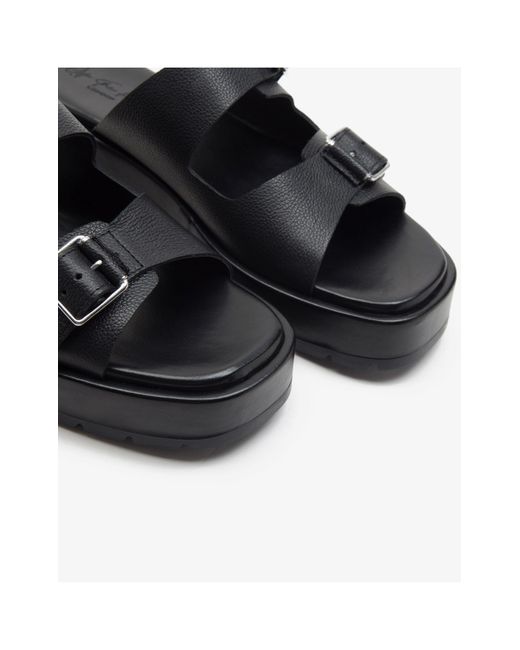 OFF THE HOOK Black Morden Double Strap Western Leather Sandals