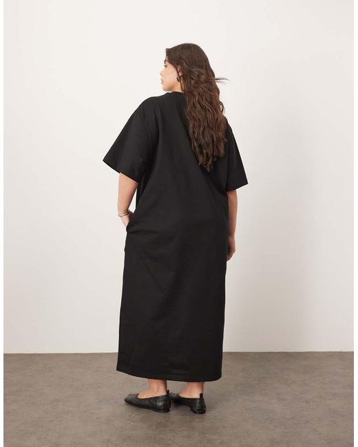 ARRANGE Black Curve Premium Heavyweight T Shirt Midi Dress