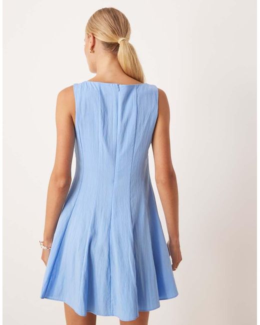 Vestido Corto Estructurado De Corte Evasé De Mango de color Blue