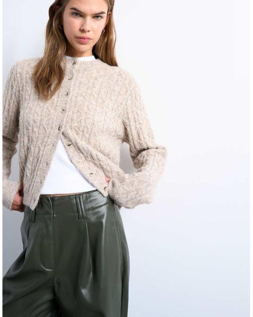 TOPSHOP White Faux Leather High Waist Pleated Straight Leg Trouser
