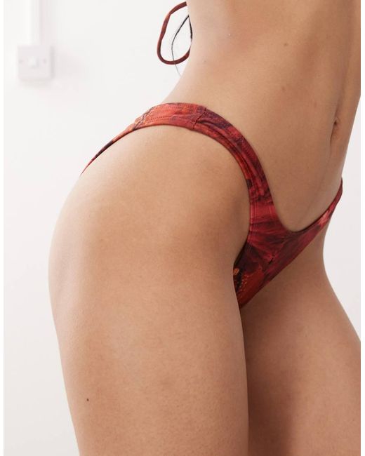 Motel White Farida Hibiscus Print Bikin Bottoms